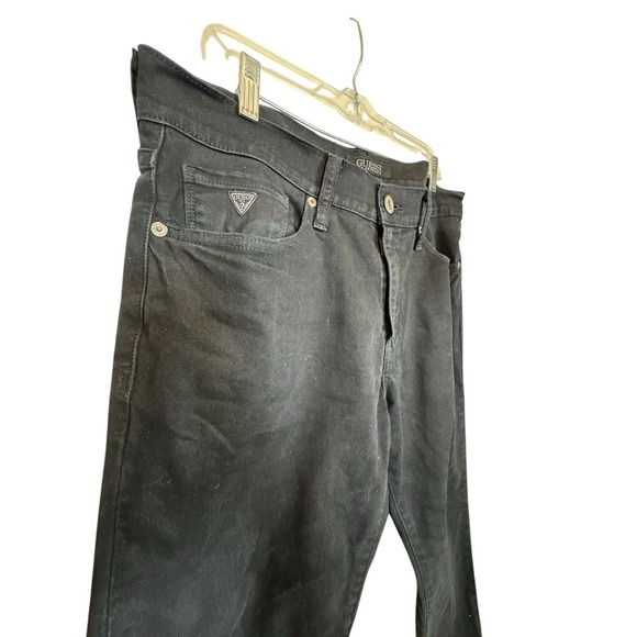 Guess‎ Lincoln Slim Straight Black Jeans W36/L30 W/Guess Triangle Stretch Aged - Picture 4 of 14